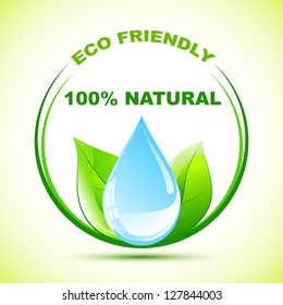 vector illustration of eco friendly concept with water droplet and leaf