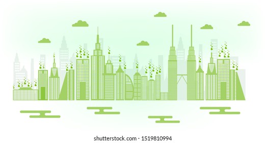 Vector illustration. Eco friendly concept, Green city save the world