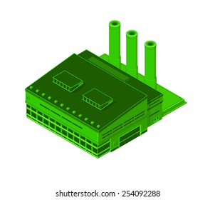 A vector illustration of a Eco friendly green factory building. Eco friendly factory. Environmentally friendly business.