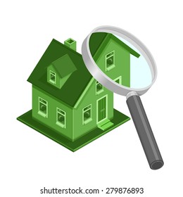 A vector illustration of an ECO friendly house being examined.
Isometric Eco Friendly House inspection.
Environmentally friendly home concept colored in green.