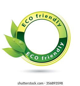 Vector illustration of Eco Friendly Logo with green leaves and blank space in the middle, isolated on white