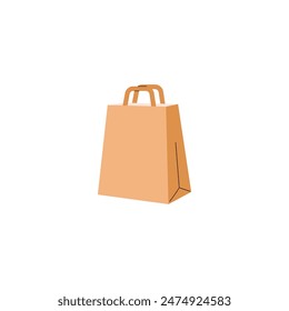 Vector illustration of eco friendly paper bag. A flat style icon showcasing paper production, ideal for promoting environmental protection. Isolated on a clean background.