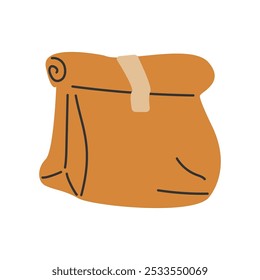 Vector illustration of eco friendly paper bag. A flat style icon showcasing paper production. Kraft paper bag for fast-food delivery. Vector illustration.