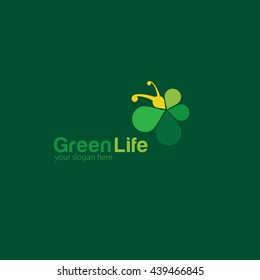 vector illustration of eco green logo design template. flat style