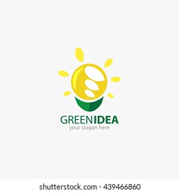 vector illustration of eco green logo design template. flat style