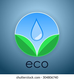 vector illustration of eco icon. Ecology design. Drop and leafs. green and blue icon.