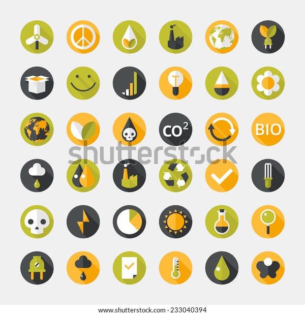 Vector\
illustration of eco icons - flat\
design