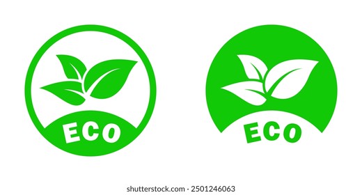 Vector illustration of eco leaf icons in green, suitable for environmental and organic designs.