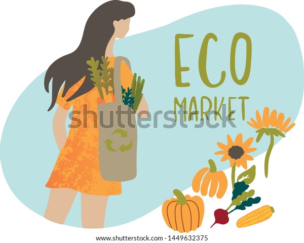 Vector\
Illustration of an eco market poster. It can be used for cards,\
brochures and other promotional\
materials.