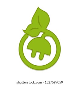 Vector illustration of eco plug icons. Flat Vector Icon illustration. Plug plant energy saving concept.