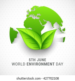 Vector illustration, eco poster,eco banner or eco card for world environment day with shiny green leaves.