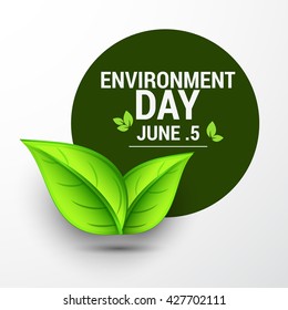 Vector illustration, eco poster,eco banner or eco card for world environment day with shiny green leaves.