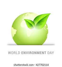Vector illustration, eco poster,eco banner or eco card for world environment day with shiny green leaves.
