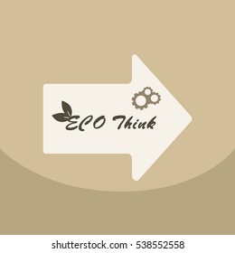 Vector illustration, eco poster,eco banner for world environment day with stylish typography, and shiny green leaves.Think Green in arrow with gearwheel