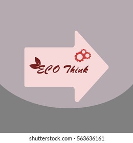 Vector illustration, eco poster,eco banner for world environment day with stylish typography, and shiny green leaves.Think Green in arrow with gearwheel
