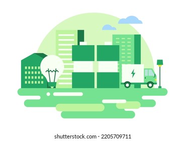 Vector illustration of the Eco-friendly city.