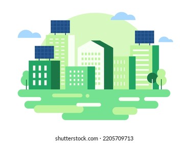 Ilustración vectorial de la ciudad ecológica.