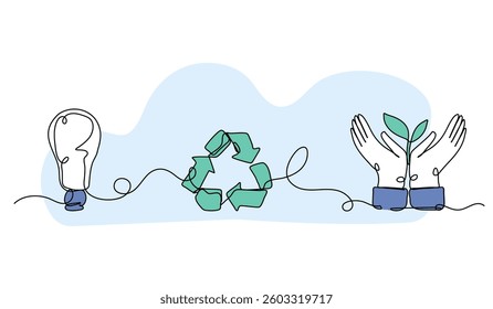 Vector illustration of eco-friendly concepts. Modern flat in continuous line style.