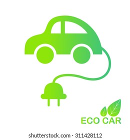 Vector illustration of the eco-friendly electrical car. 