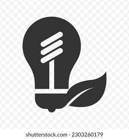 Vector illustration of eco-friendly lamp icon in dark color and transparent background(png).