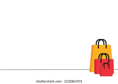 Vector illustration of eco-friendly shopping bag concept. reusable bag, environmental care, big sale. bottom right object for presentation