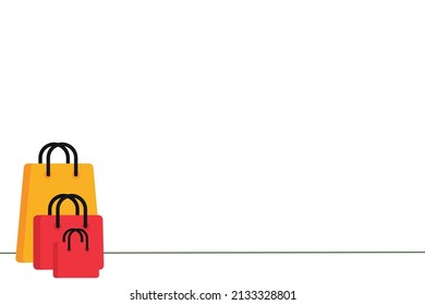 Vector illustration of eco-friendly shopping bag concept. reusable bag, environmental care, big sale. bottom left object for presentation