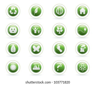Vector illustration of ecological circle button icons.