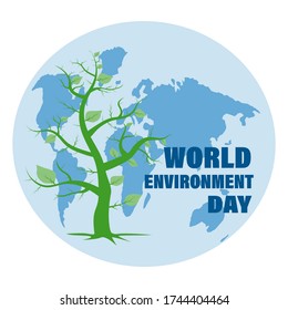 Vector illustration, ecological poster, banner, planet Earth with a tree and with an inscription for World Environment Day.