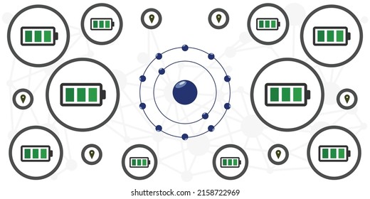 vector illustration of ecological solutions and alternative energy quantum electron battery