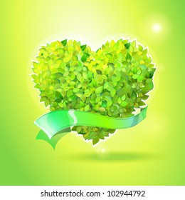 Vector illustration of ecology concept - heart from leaves