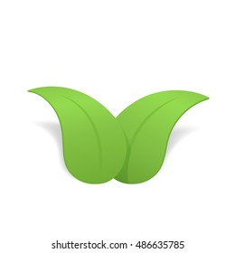 Vector illustration of ecology concept icon with green leaves