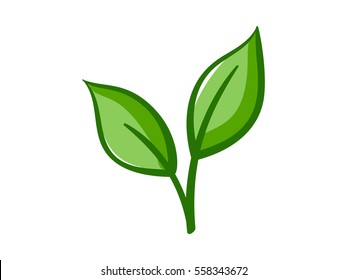 Vector illustration of ecology concept icon with green leaves