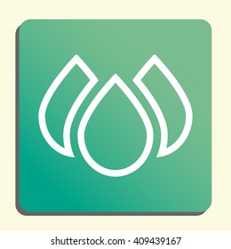 Vector illustration of Ecology drops sign icon on green light background.