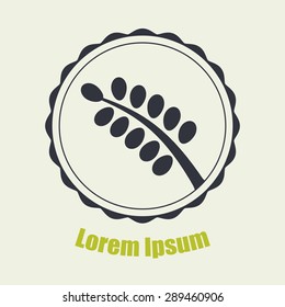 Vector illustration of ecology icon with branch in circle frame