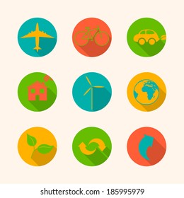 Vector Illustration of Ecology Icons