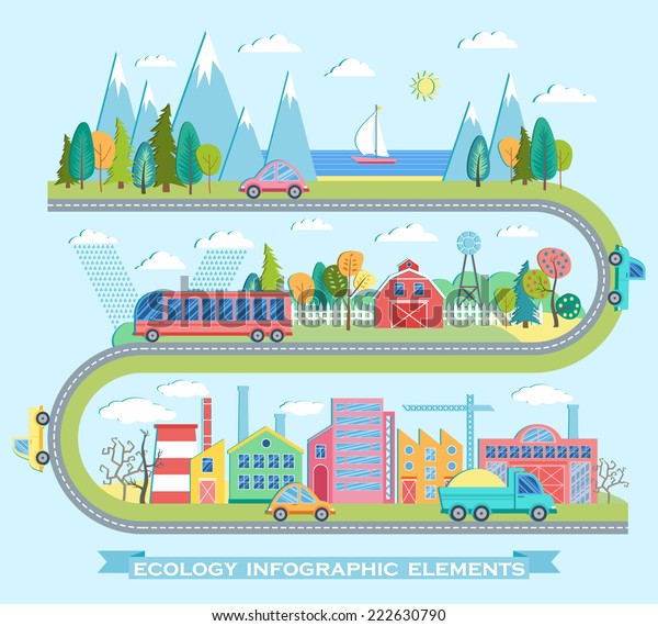 Vector illustration with ecology info graphic\
elements in flat style