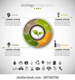 Vector illustration of ecology infographic made of arrows.