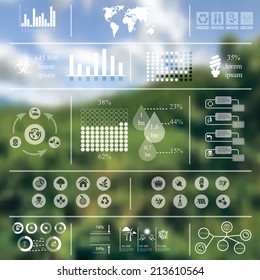 Vector illustration of ecology infographics in Minimalistic style concerning to ecology, pollution, energy and sustainable development themes