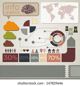 Vector illustration of ecology and nuclear power industry