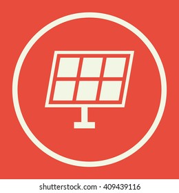 Vector illustration of Ecology panel sign icon on red background.