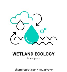 Vector illustration of ecology problem and wetland ecosystems. Design for posters, books and website