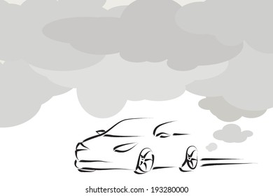 vector illustration of ecology problems. car. Vector