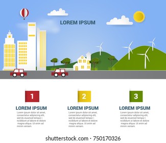 vector Illustration of ecology using paper cut style