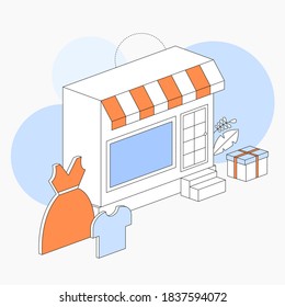 Vector illustration for e-commerce with clothing store.