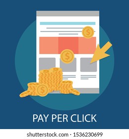 Vector illustration of ecommerce & strategy concept with "pay per click" marketing and advertising icon.