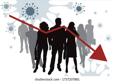 Vector illustration of economic crisis with businessmen symbol.
