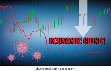 Ejemplo vectorial de la crisis económica durante la pandemia del virus Corona.  