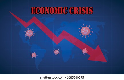 Vector illustration of economic crisis during Corona Virus pandemic.  