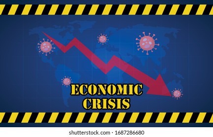 Ejemplo vectorial de la crisis económica durante la pandemia del virus Corona. Se ha bloqueado el negocio.