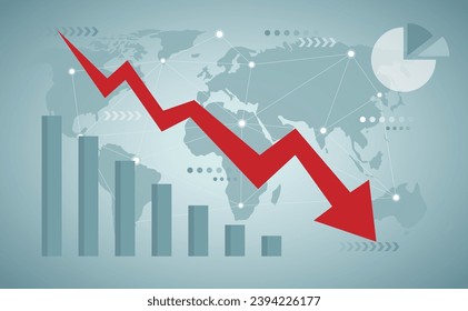 Vector illustration, economic recession, profit and loss, business and finance, crisis.